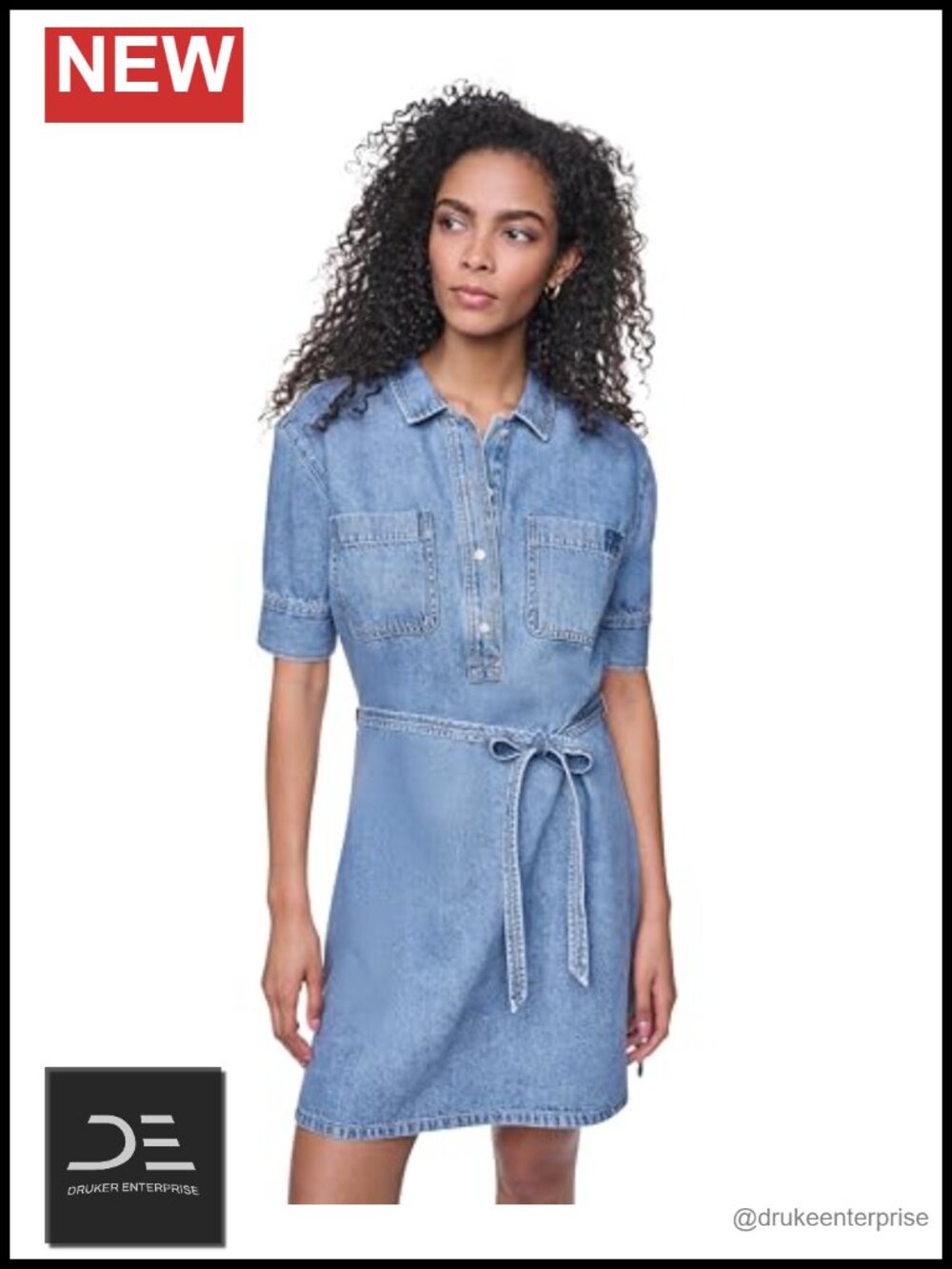 Women's Denim Dress with Two Chest Pockets